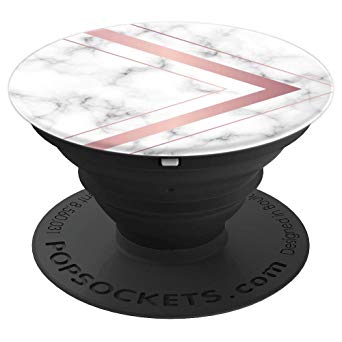 Rose Gold Arrow on White & Gray Light Marble - PopSockets Grip and Stand for Phones and Tablets