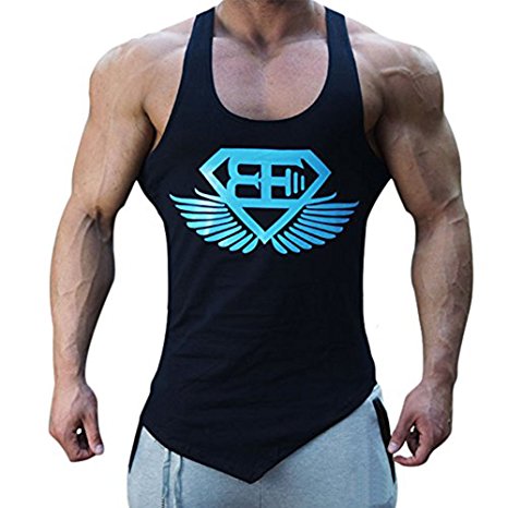 Men Muscle Fitness Gym Stringer Tank Tops Bodybuilding Workout Sleeveless Shirts