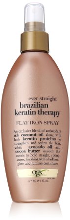 OGX Flat Iron Spray Ever Straight Brazilian Keratin Therapy 6oz