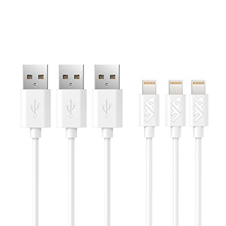 [3-pack Apple MFI Certified Lightning Cables] iPhone Cable, 8 Pin Lightning to USB Cable for iPhone 6S Plus/iPhone 6S/6/6 Plus/5S/5C/5/iPod Nano 7/iPad Mini 2/Mini 3/iPad 4 /iPad Air 1 Meter (White)