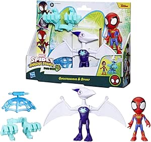 Spidey and his Amazing Friends Marvel Dino-Webs Ghostasaurus & Spidey 4-inch-Scale Spider-Man Action Figure Set, Toys for Kids Ages 3 and Up