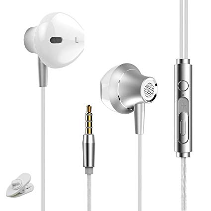 Si-maker Noise Isolating in Ear Canal Headphones Earphones with Microphone and Volume Control, Stereo Wired Earubds for Samsung Galaxy S9 Plus S8 S7 Edge S6 S5 S4 Note, iPhone, iPad, Nokia, HTC, Nexus, BlackBerry, 3.5mm Headset