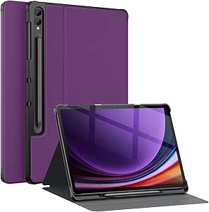 Soke Galaxy Tab S9 Plus/S8 /S7 FE/S7  Case with S Pen Holder [SM-X810/X816B/X818U/X800/X806/T730/T736B/T970/T975] - Shockproof Stand Folio Case for Samsung Tablet S9  2023 12.4",Purple