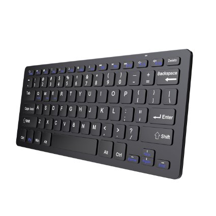 Wotmic Bluetooth Keyboard Wireless Keyboard Portable Keyboard Laptop keyboards for iPad Portable Bluetooth Keyboard for Tablets Compact Scissor Keys Three Modes Android Windows iOS Black