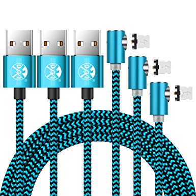 UGI USB Cable, Magnetic Charging Cable 90 Degree 3 Pack 6.6ft Nylon Braided Cord Compatible for i-Product Phone X,Xs,Max XR 8, 8 Plus, 7, 7 Plus, 6, 6s, 6 Plus, 6s Plus, 5s, 5c