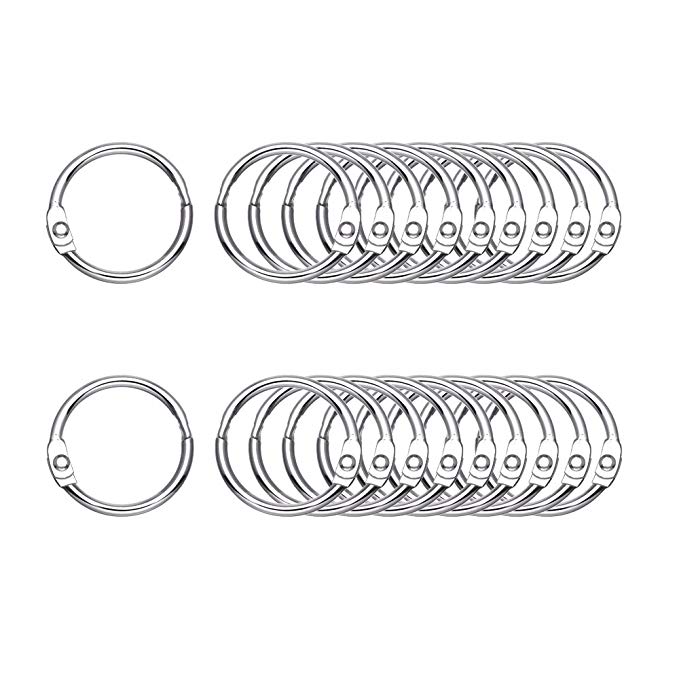 Antner 100Pcs Loose Leaf Ring, 0.75" Diameter, Nickel Plated Binder Rings