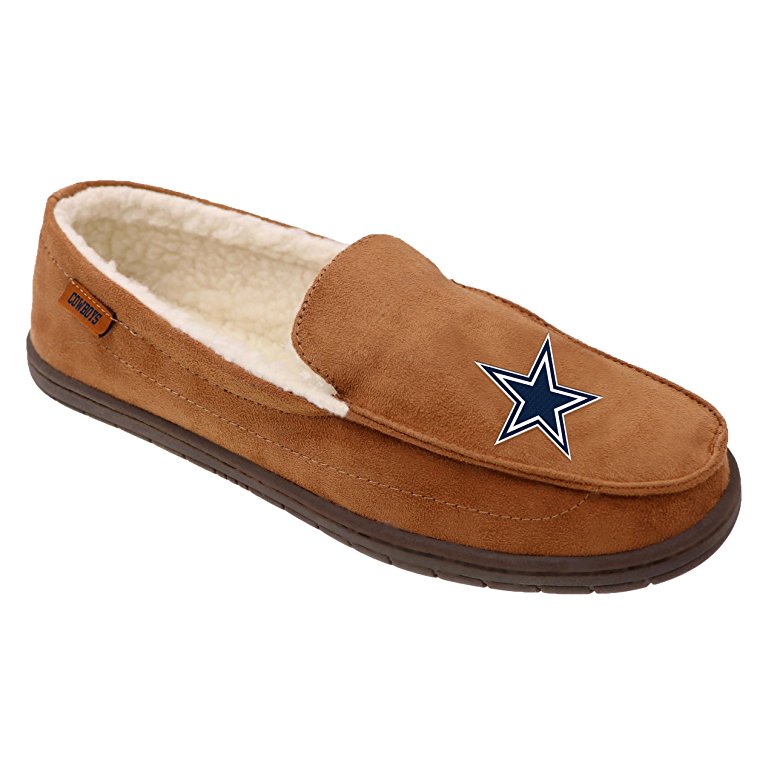 NFL Mens Beige Team Logo Moccasin Slippers Shoe