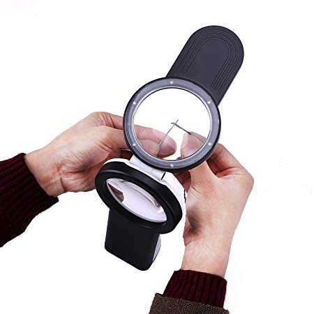 NZQXJXZ Magnifier 3X/6X Hands-Free Magnifying Glass LED Lighted Illuminated, with USB Charging Port, Foldable Desktop For Elder Kids