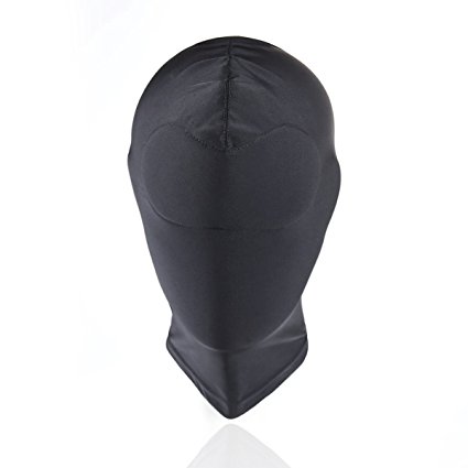 HOT TIME Black Breathable Face Cover Spandex Zentai Costume Hood Mask