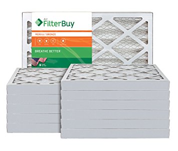 AFB Bronze MERV 6 20x25x2 Pleated AC Furnace Air Filter. Pack of 12 Filters. 100% produced in the USA.