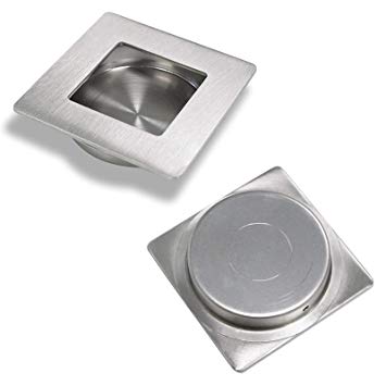 Probrico Square Recessed Sliding Door Handles 2-3/4" 70mm Brushed Nickel Finger Pulls Flush 304# Stainless Steel 2 Pack