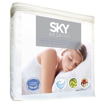 Sky Bedding Mattress Protector - Premium Smooth Mattress Cover - 100 Waterproof Hypoallergenic and Breathable - Lifetime Warranty - Queen