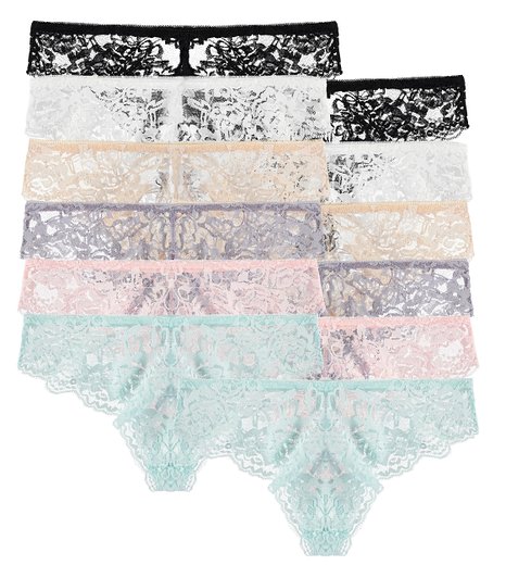 12-Pack: Free to Live Women's Floral Lace Stretchy Bikini Panties