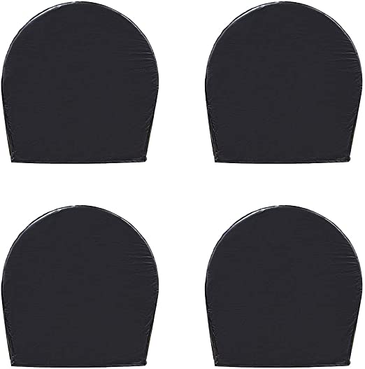 PrimeShield RV Wheel Covers Set of 4，Heavy Duty Motorhome Tire Covers, Tire Covers for Trailers，Waterproof Vinyl Camper Tire Covers，Trailer Wheel Covers 40"-42" Diameter, Black