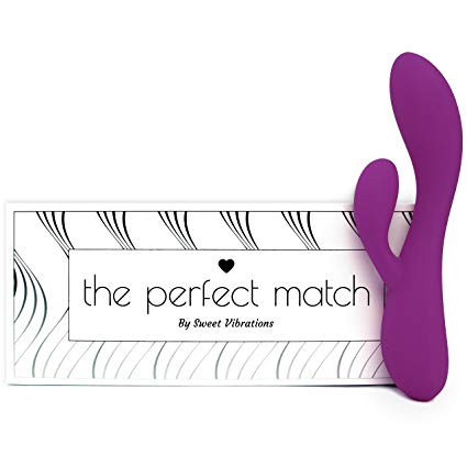 The Perfect Match - Flexible Rabbit Vibrator Sex Toy with 10 Powerful Settings for Women & Couples, Waterproof, Rechargeable, Quiet, by Sweet Vibrations (Lavender)