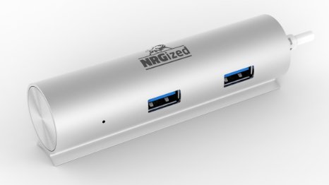 NRGized USB 3.0 4-Port Portable Hub with 2-Foot USB 3.0 Cable (Silver) (4-Port Aluminum Hub)