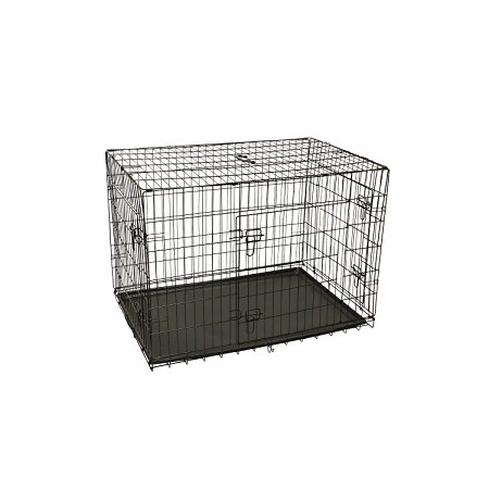 ALEKO 24 Inch 3 Doors Folding Suitcase Dog Cat Crate Cage Kennel With ABS Tray and Divider