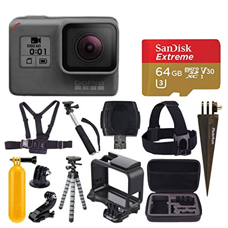 GoPro HERO (2018)   SanDisk 64GB Extreme PLUS microSDXC Memory Card   Hard Case   Chest Strap Mount   Head Strap Mount   Flexible Tripod   Extendable Monopod   Floating Handle - Value Accessory Bundle