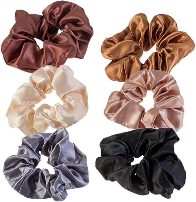 VAGA Cute Scrunchies For Hair 6 Colours Set, Our Hair Scrunchies Hair Elastics Ponytail Holder Pack Is Softer Then Regular Hair Ties And Headbands,A Satin Scrunchie Doesn't Pull Or Snag Thick Hair