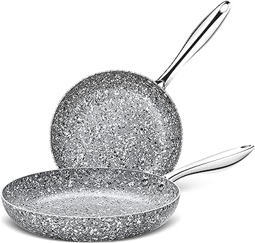 MICHELANGELO Nonstick Frying Pan Set, 9.5 & 11 Granite Frying Pan Set with 100% APEO & PFOA-Free Stone Non Stick Coating, Granite Skillet Set, Nonstick Frying Pans 2 Piece - 9.5" + 11"