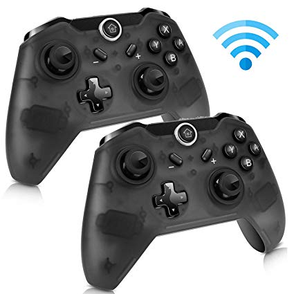 Sunjoyco Wireless Remote Controller for Nintendo Switch, Wireless Pro Controller Gaming Gamepad Joypad for Nintendo Switch Console, Gyro Axis Dual Shock (2-Pack Black)