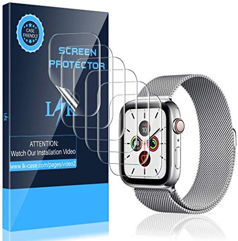 LK [6 Pack] Screen Protector for Apple Watch Series 5 40mm Flexible TPU Film Max Coverage Anti-Scratch HD Clear with Lifetime Replacement Warranty