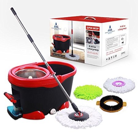 Spin Mop Bucket System By Heritage Home Products Includes 3 Mop Heads.stainless Steel Deluxe Rolling Spin Mop Designed to Last