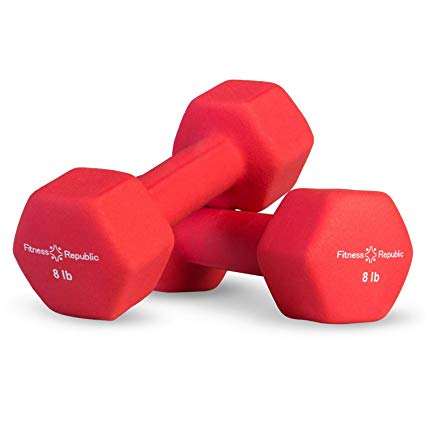 Fitness Republic Neoprene Dumbbell Set of 2, 2-20 Pounds Sets Non-Slip, Hex Shape, Free weights set for Muscle Toning, Strength Building, Weight Loss - Portable Weights for Home Gym Hand Weight