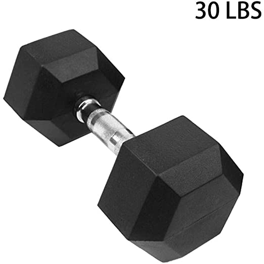 Barbell Set Hex Rubber Dumbbell With Metal Handles Heavy Dumbbells, Choose Weight(5lbs 2 pcs,10lbs 2 pcs, 20lbs 2 pcs, 30lbs 1 pcs, 50lbs 1 pcs) (30lbs, Black)