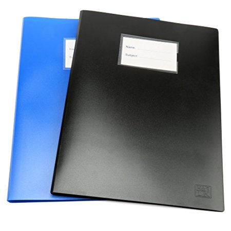 H&S 2 x A4 100 Pockets Display Book Presentation Folder Project Folders Soft Cover Blue Black