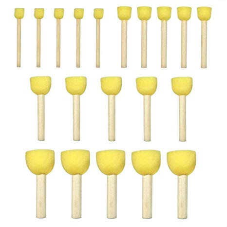 WAF 20-Pieces Assorted Size Round Sponges Brush Set, Paint Tools for Kids