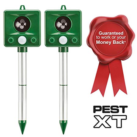 Pest XT Battery Powered Ultrasonic Motion Sensor Activated Cat Repeller - Animal/Wildlife Repeller, Deters Unwanted Garden Pests (Double Pack)