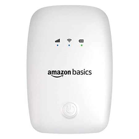 AmazonBasics 4G LTE Wireless Dongle with All SIM Network Support | Plug & Play Data Card Stick with up to 150Mbps WiFi Hotspot | 2100mAh Rechargeable Battery| SIM Adapter Included (White)