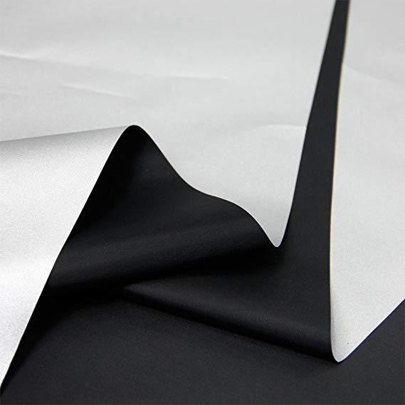 Blackout Drapery Shade Fabric Black and Silver 100% Shading Light Waterproof Sunshade Cloth Light Weight (6Yards)
