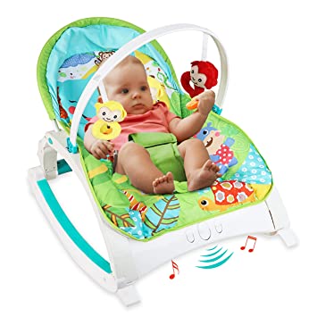 Webby Newborn to Toddler Portable Baby Rocker | Baby Toddler for 0 to 2 Years with Plug in Soft Toys with Vibration, Music & Safety Belt for Infant,Multicolor