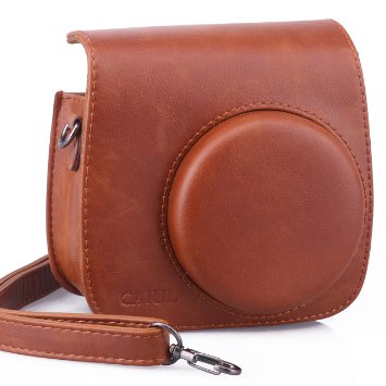 Fujifilm Instax Mini 8 Case - CAIUL Comprehensive Protection Instax Mini 8 Camera Case Bag With Soft PU Leather Material Brown