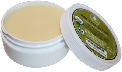 CERTIFIED ORGANIC Raw Shea Butter; 3.75 oz BPA Free Low Profile Jar * Eczema & Acne Relief, Daily Natural Noncomedogenic Skin & Face Moisturizer; Great for Babies; Premium African * Unrefined Ivory