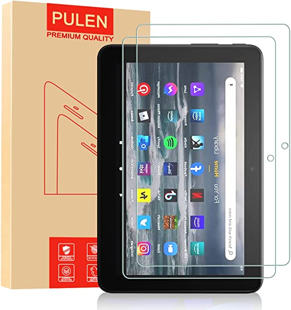 PULEN (2 Packs) for All New Fire 7/Fire 7 Kids Screen Protector (12th Gen 2022 Released),HD Clear Anti-Scratch 9H Hardness Tempered Glass