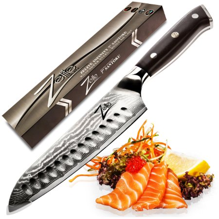 ZELITE INFINITY Santoku Knife 7 Inch. Best Quality Japanese VG10 Super Steel 67 Layer High Carbon Stainless Steel - Razor Sharp, Superb Edge Retention, Stain & Corrosion Resistant! Ideal Gift