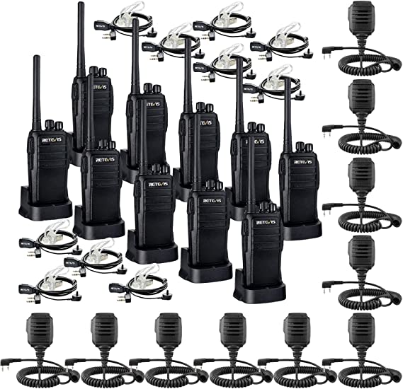 Retevis RT21 Two Way Radios(10 Pack) with Walkie Talkie Speaker Mic(10 Pack) for Commercial Organization