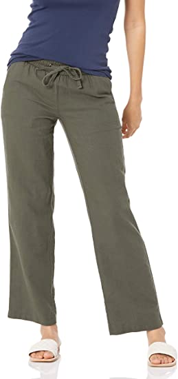 Amazon Essentials Women's Linen Blend Drawstring Wide Leg Pant