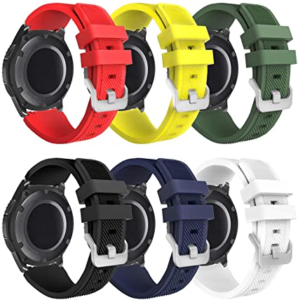 Galaxy Watch 3 45mm Bands - Gear S3 Frontier & Classic/Galaxy Watch 46mm bands, 22mm Universal Soft Silicone Replacement Breathable Business Sport Bands straps for Men and Women(6 Pack B)