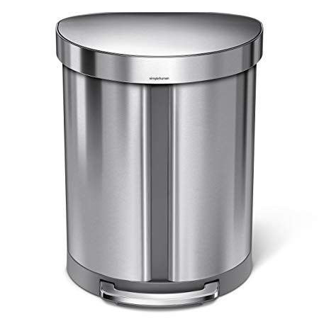 simplehuman 55 litre dual compartment semi-round step trash can, brushed stainless steel