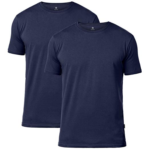 LAPASA Men's Short Sleeve Cotton Stretch Undershirts V-Neck/Crew Neck T-Shirts Solid Plain Tees 2 Pack M06