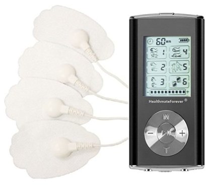 TENS unit 6 Modes Best Smart Electro Pain Relief Massage Therapy Machine   Extra 2 Pairs of Snap On Replacement Electrode Pads | Great Massage Tool | Mini Electric Impulse Massager for Lower Back Muscle Pain Relief | Can be used as Full Body Massagers (black) | Electronic Pulse Massager for Electrotherapy Pain Management Lifetime Warranty FDA cleared OTC HealthmateForever HM6GL