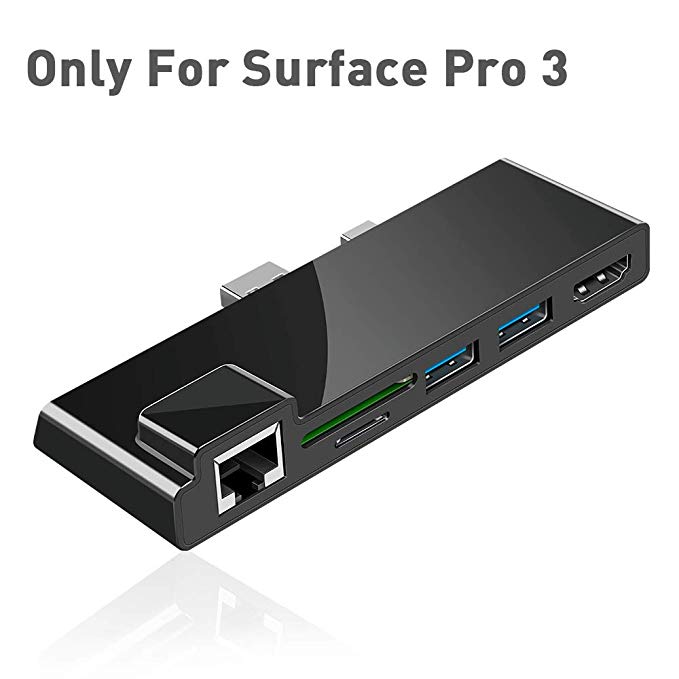 Surfacekit Surface Pro 3 USB Hub Docking Station with 1000M Ethernet Port, 4K HDMI, 2 x USB 3.0 Ports, SD/Micro SD Card Reader for The 3rd-Generation Surface Pro 2014 【Upgraded Version】
