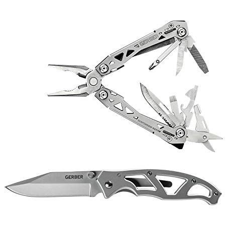 Gerber Tool and Knife Combo Kit - Includes Suspension NXT Mult-Tool and Paraframe Fine Edge Clip Folding Knife - Stainless Steel