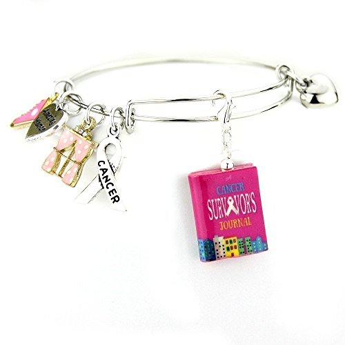 CANCER SURVIVOR'S Window to Your Soul Clay Mini Book Expandable Bangle Bracelet by Book Beads