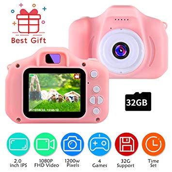 TekHome 2019 Toddler Toys for 3 Year Old Girls | 1080P Digital Kids Camera Pink with Games for Girls with 32GB SD Card | Toys for Girls Age 4 5 | Christmas Birthday Gifts for 6 7 8 Year Old Girls.
