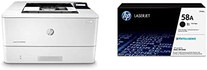 HP Laserjet Pro M404dn Monochrome Laser Printer With Built-In Ethernet & Double-Sided Printing - Ethernet Only (W1A53A) with Standard Yield Black-Toner-Cartridge